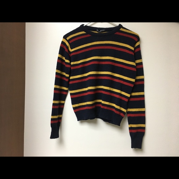 Brandy Melville yellowred striped crewneck sweater - Picture 2 of 3